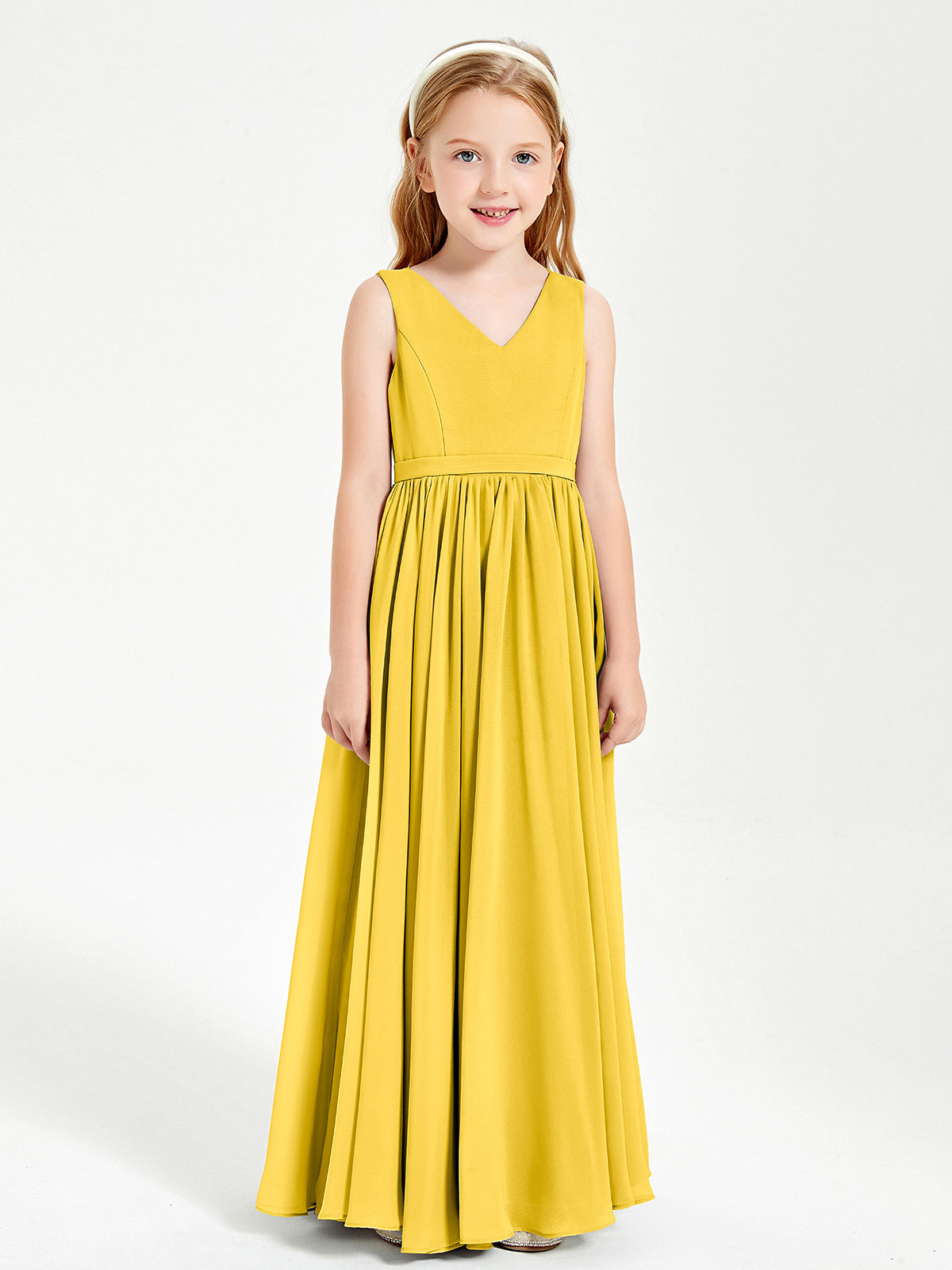 Elegant Sleeveless Junior Bridesmaid Dresses Marigold